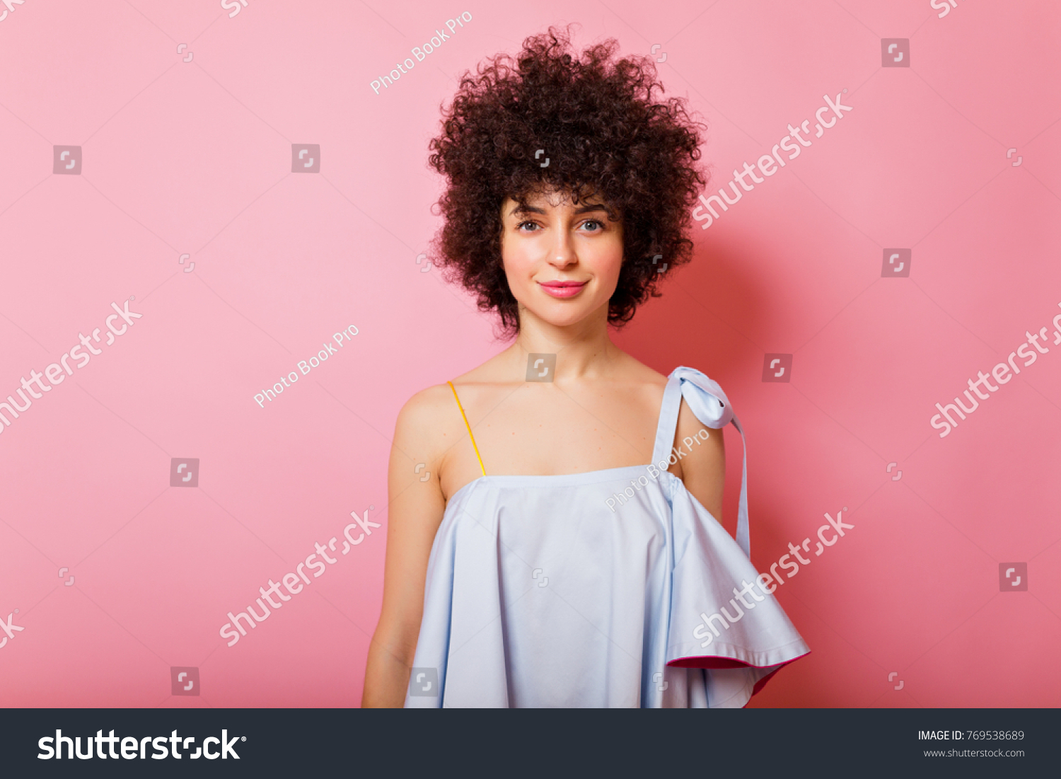 Portrait Adorable Pretty Woman Short Curly Stock Photo Edit Now