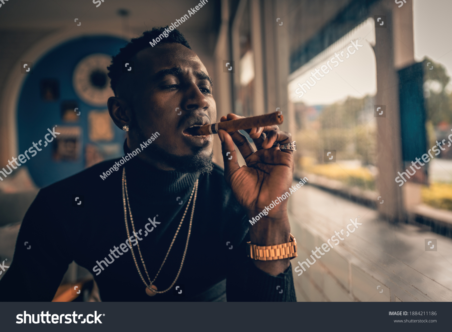 Portrait African American Man Holding Cigar Stock Photo 1884211186 ...