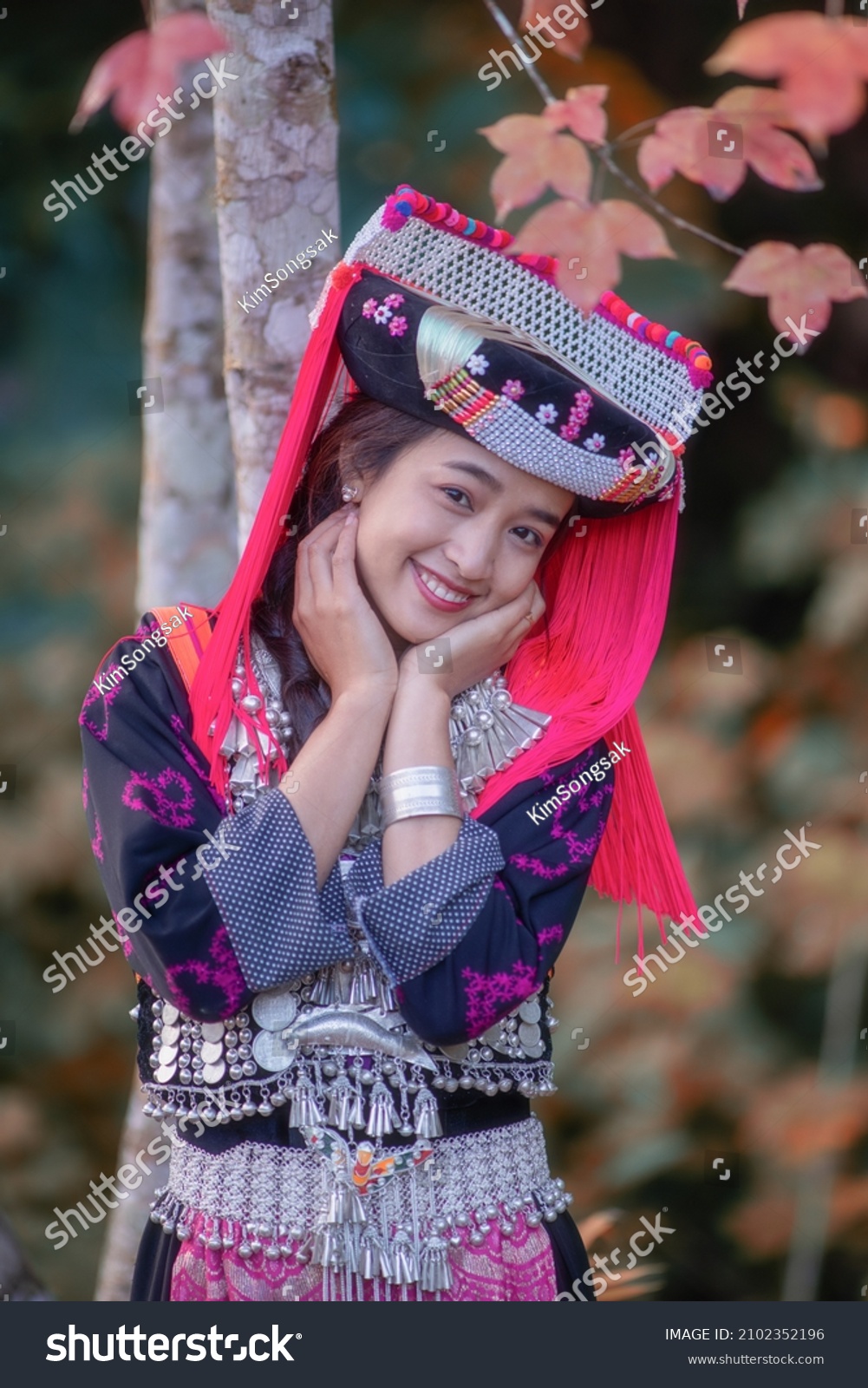 Portrait Asian Girl Lisu Tribe Traditional Stock Photo 2102352196