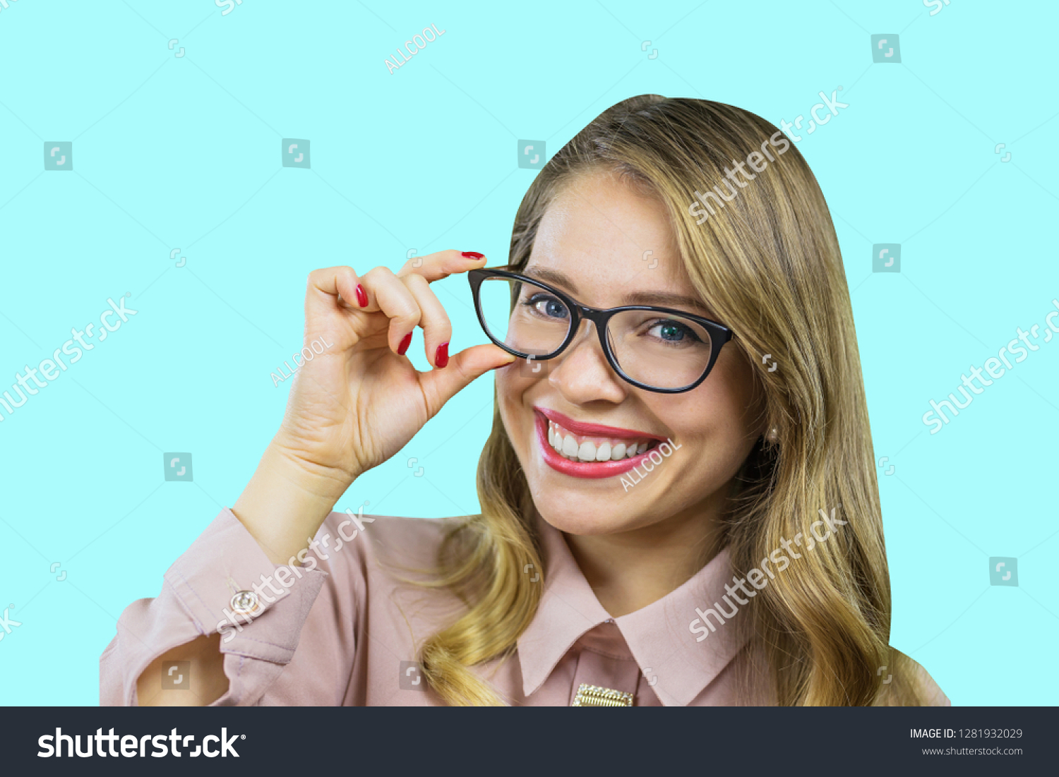 Portrait Attractive Young Blonde Glasses Who Foto Stock 1281932029 Shutterstock