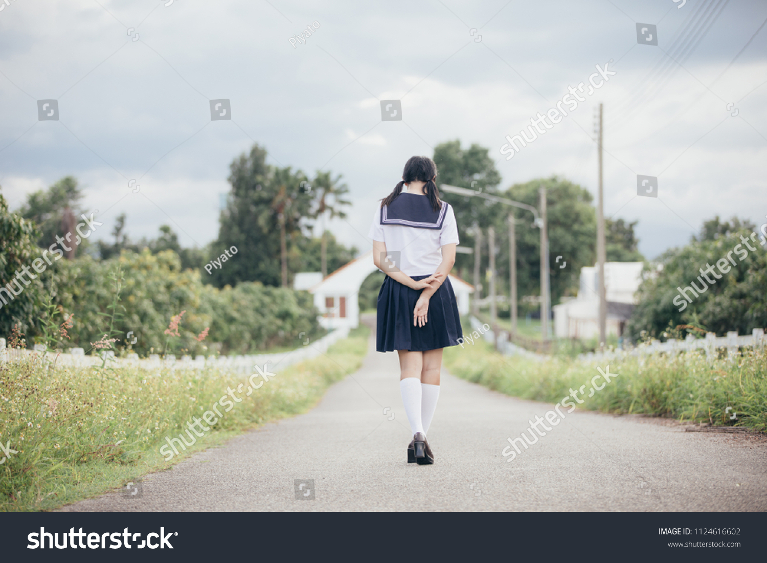 Portrait Asian Japanese School Girl Costume Stock Photo Edit Now