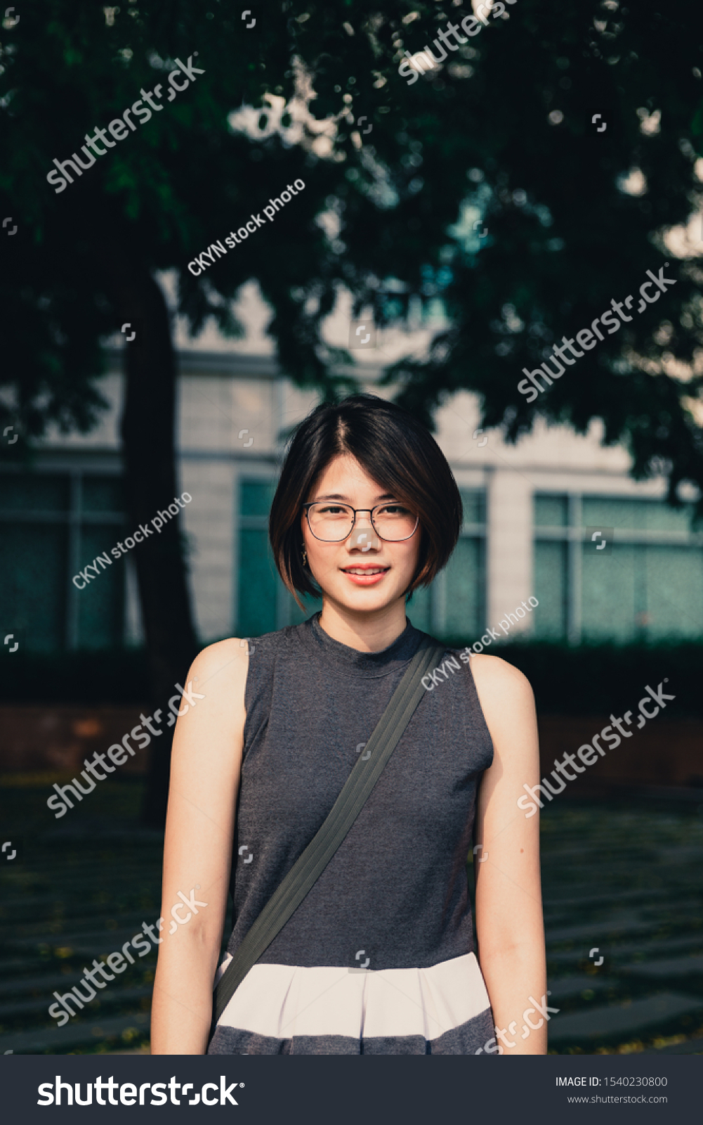 Portrait Asian Young Short Hair Beautiful People Stock Image 1540230800