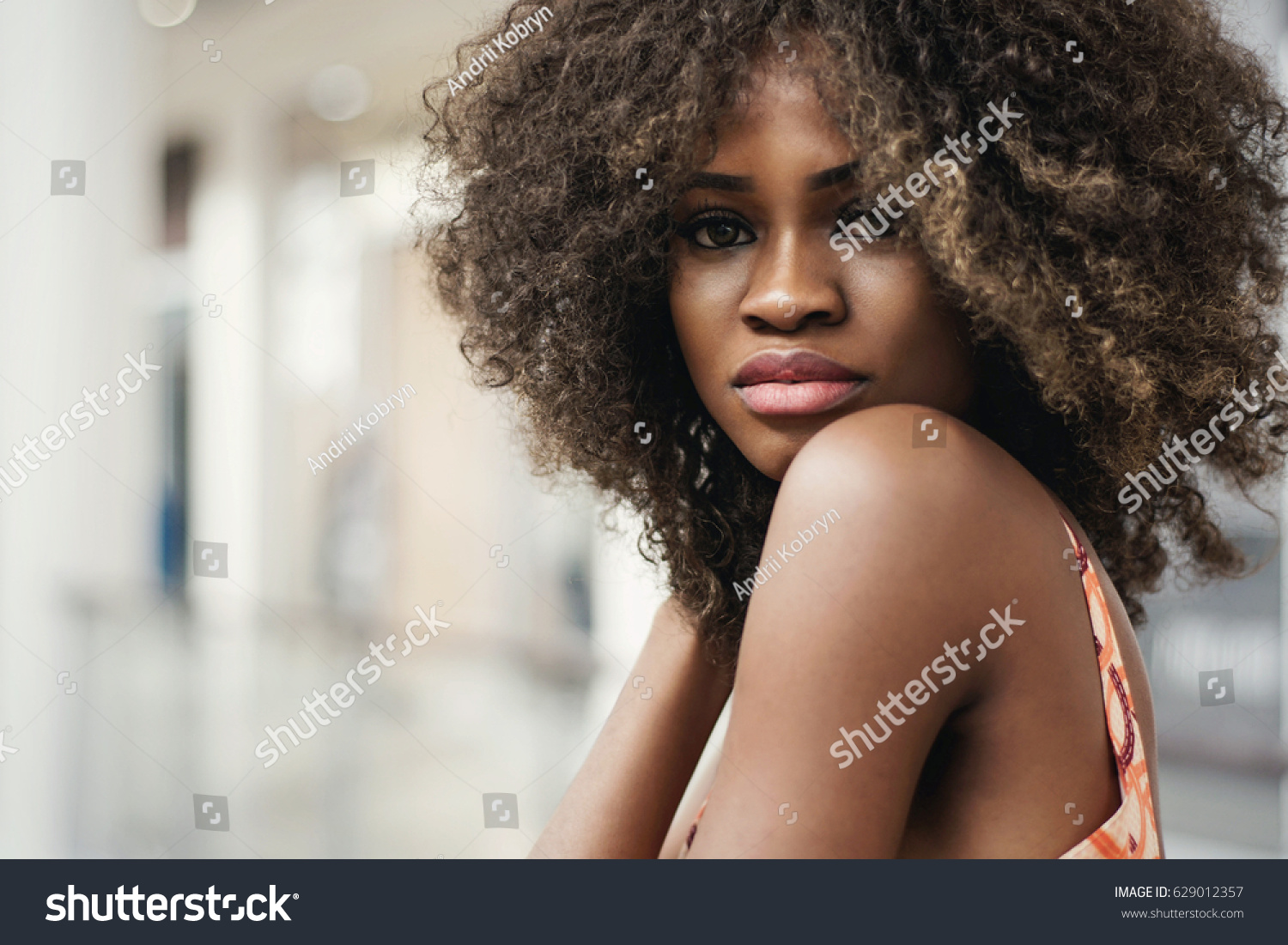 Portrait Attractive Afroamerican Girl Curly Hair Stock Photo (Edit Now ...