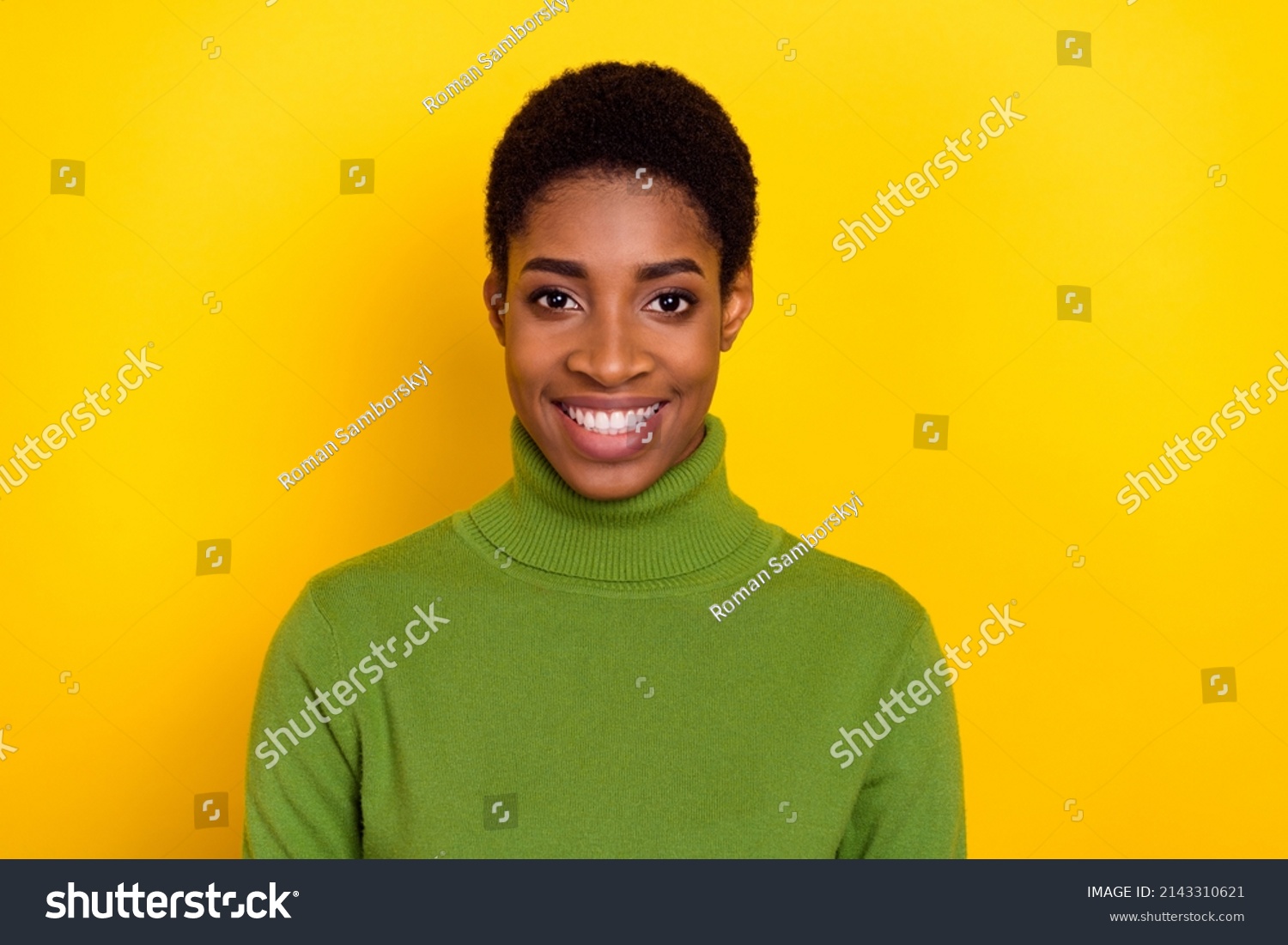 Portrait Attractive Brunet Cheerful Woman Wearing Stock Photo