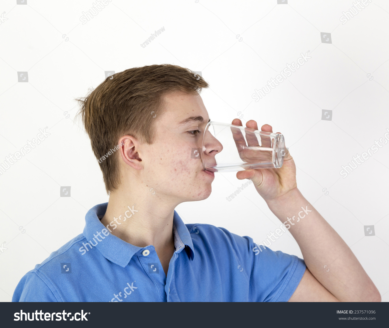 Portrait Attractive Caucasian Teenage Boy Drinking Stock Photo ...