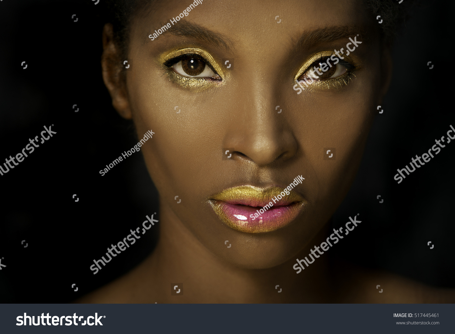 Portrait Beautiful African Woman Wearing Shimmering Stock Photo ...