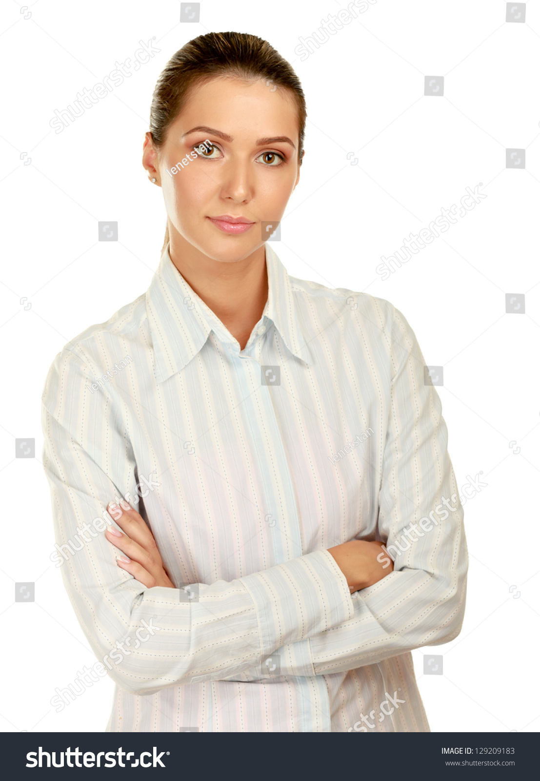 Portrait Of Beautiful Business Woman Standing With Folded Arms ...
