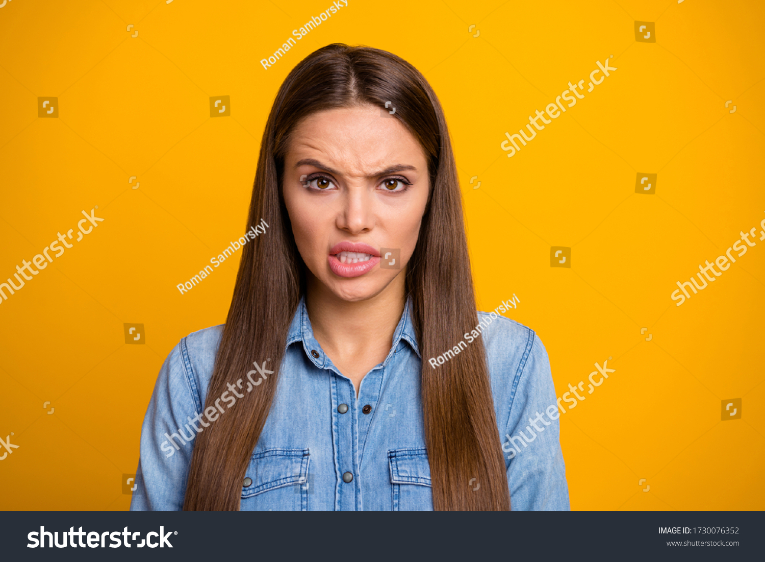 Portrait Beautiful Frustrated Girl Have Communication Stock Photo ...