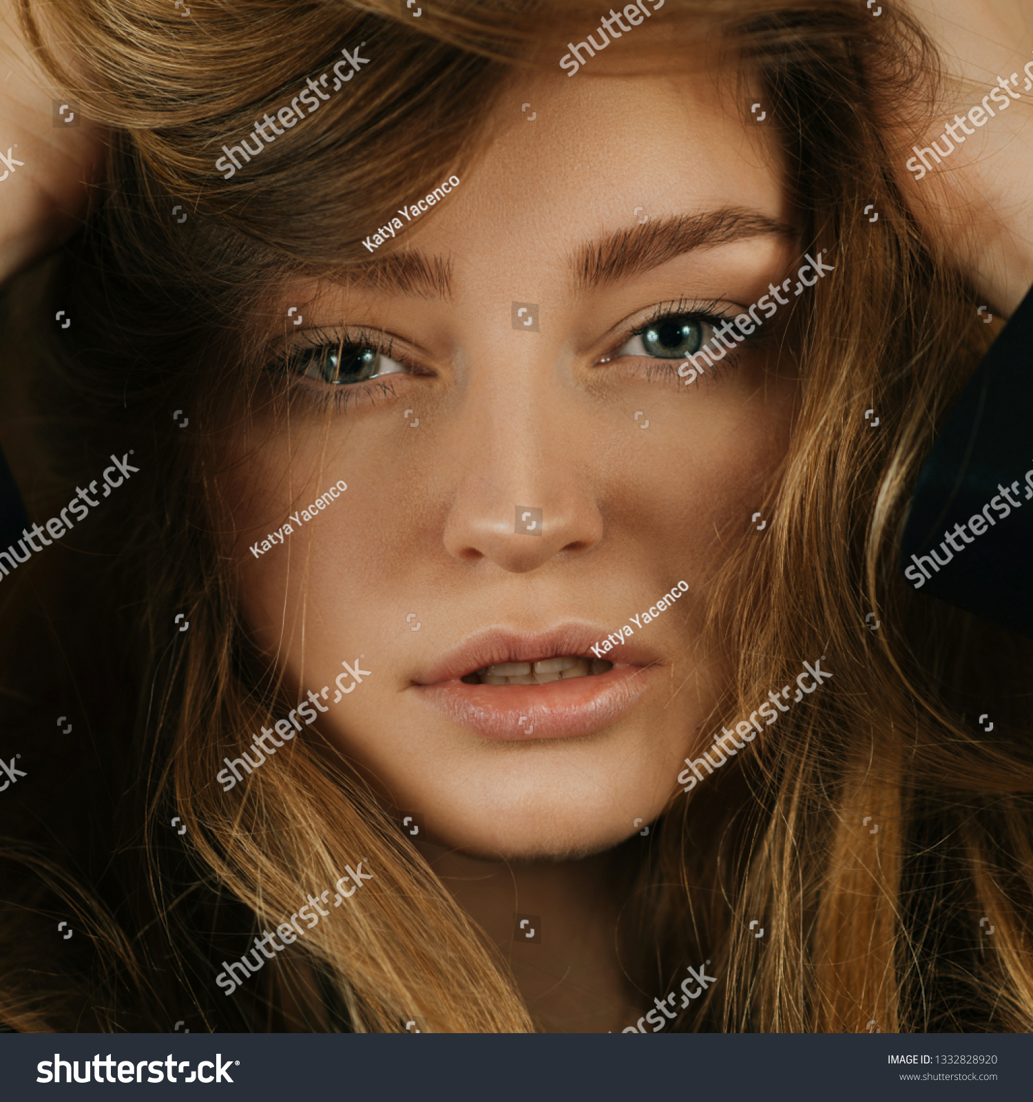 Portrait Beautiful Girl Lots Long Hair Stock Photo Edit Now