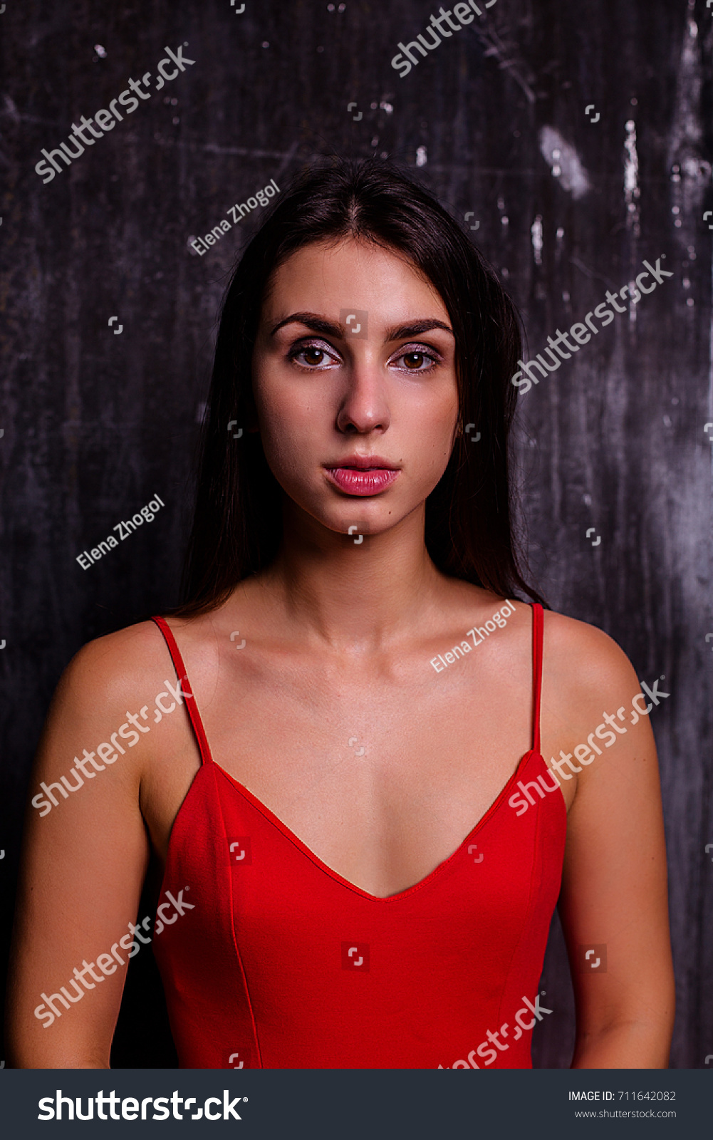 Portrait Beautiful Girl Makeup Long Brunette Stock Photo Edit Now