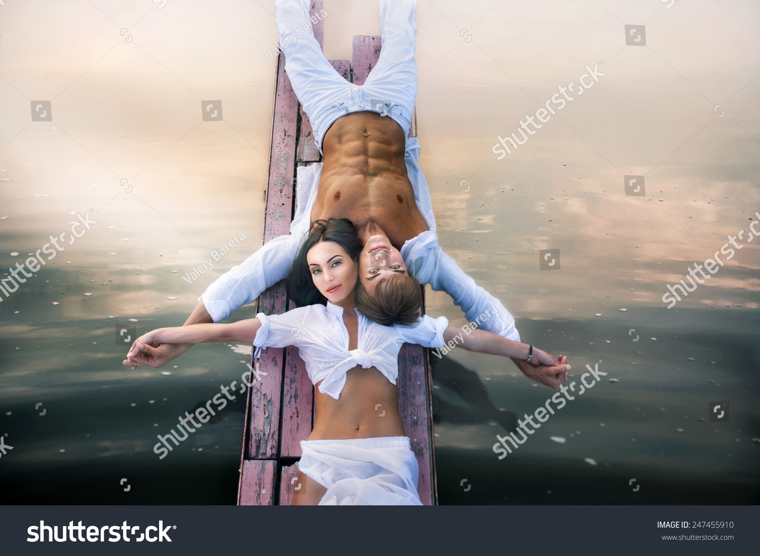 Portrait Beautiful Romantic Couple On Beach Stock Photo (Edit Now