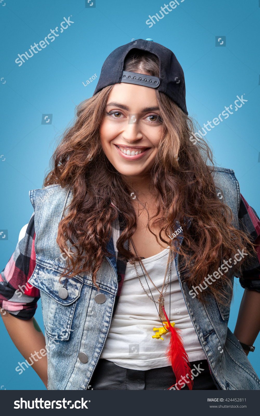 hipster girl curly hair