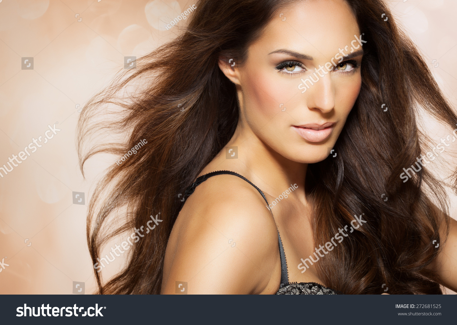 Portrait Beautiful Woman Long Brunette Fashion Stock Photo 272681525 ...