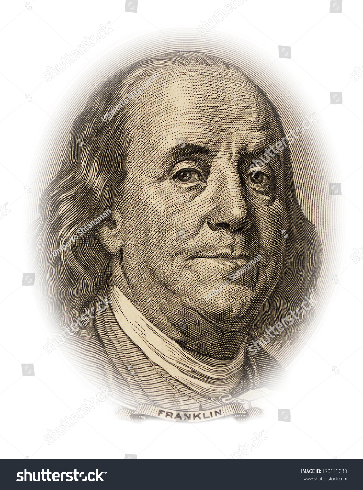 Portrait Of Benjamin Franklin On The 100 Dollar Bill Money Stock Photo ...