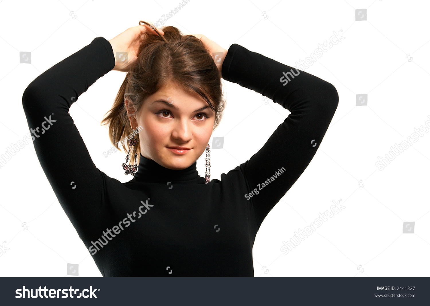 Portrait Brownhaired Pretty Girl On White Stock Photo Edit Now