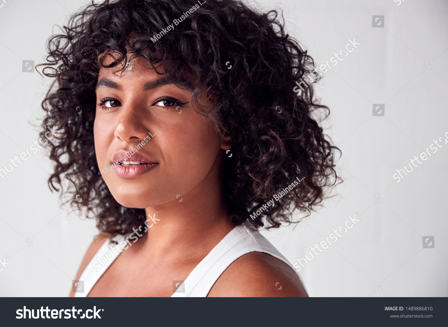 Portrait Casually Dressed Woman Vest Top Stock Photo (Edit Now) 1489886810