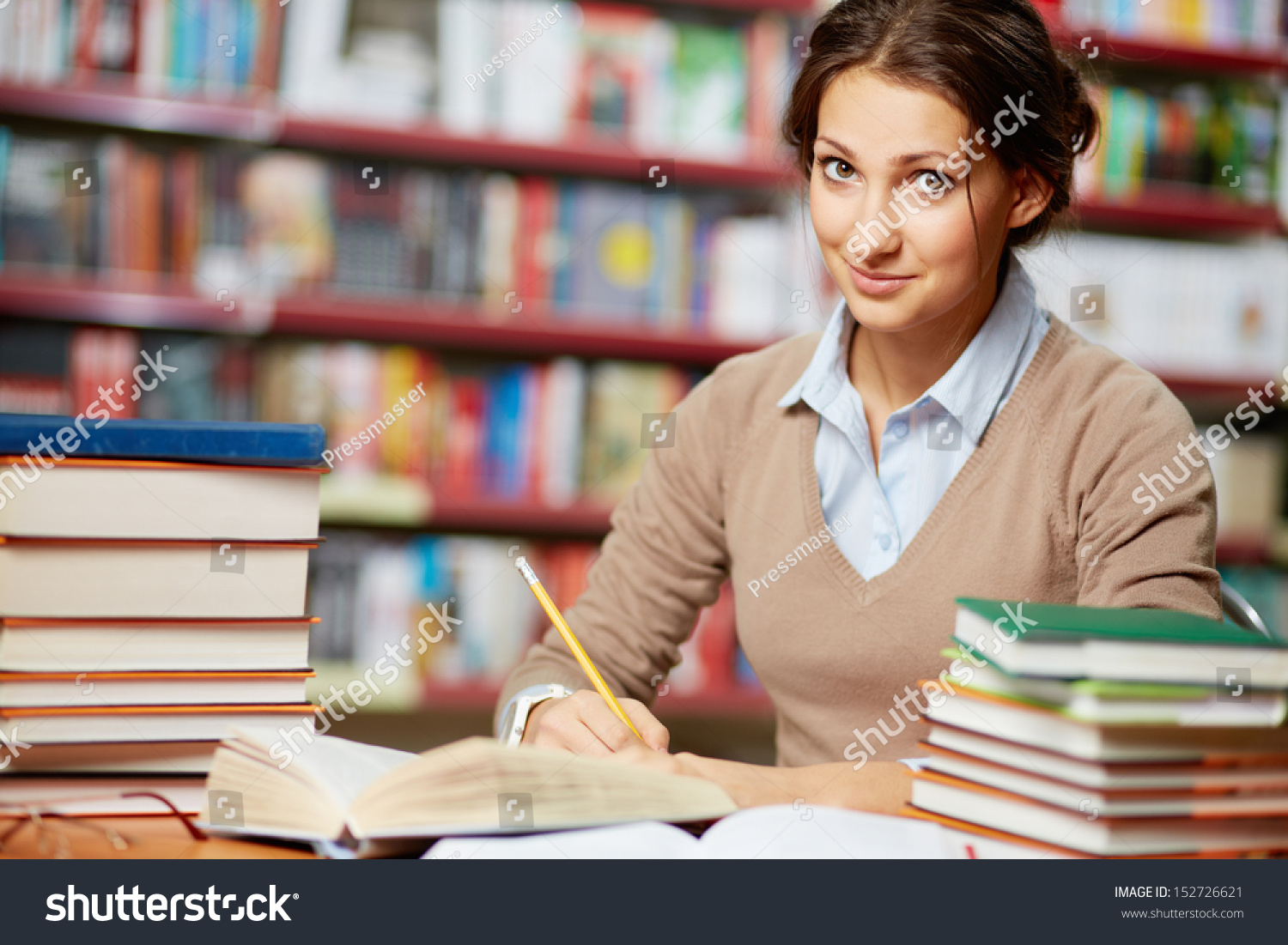 Portrait Clever Student Working College Library Stock Photo 152726621 - Shutterstock1500 x 1101