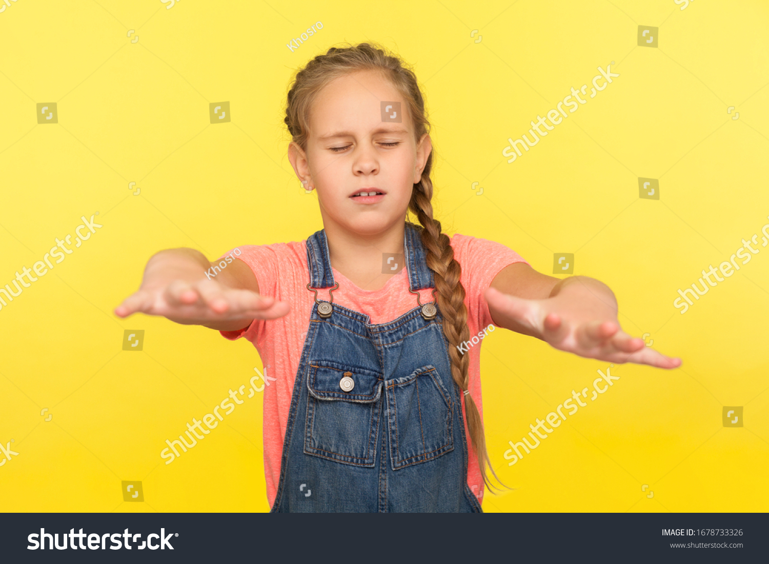 Portrait Confused Disoriented Little Girl Braid Stock Photo 1678733326 ...