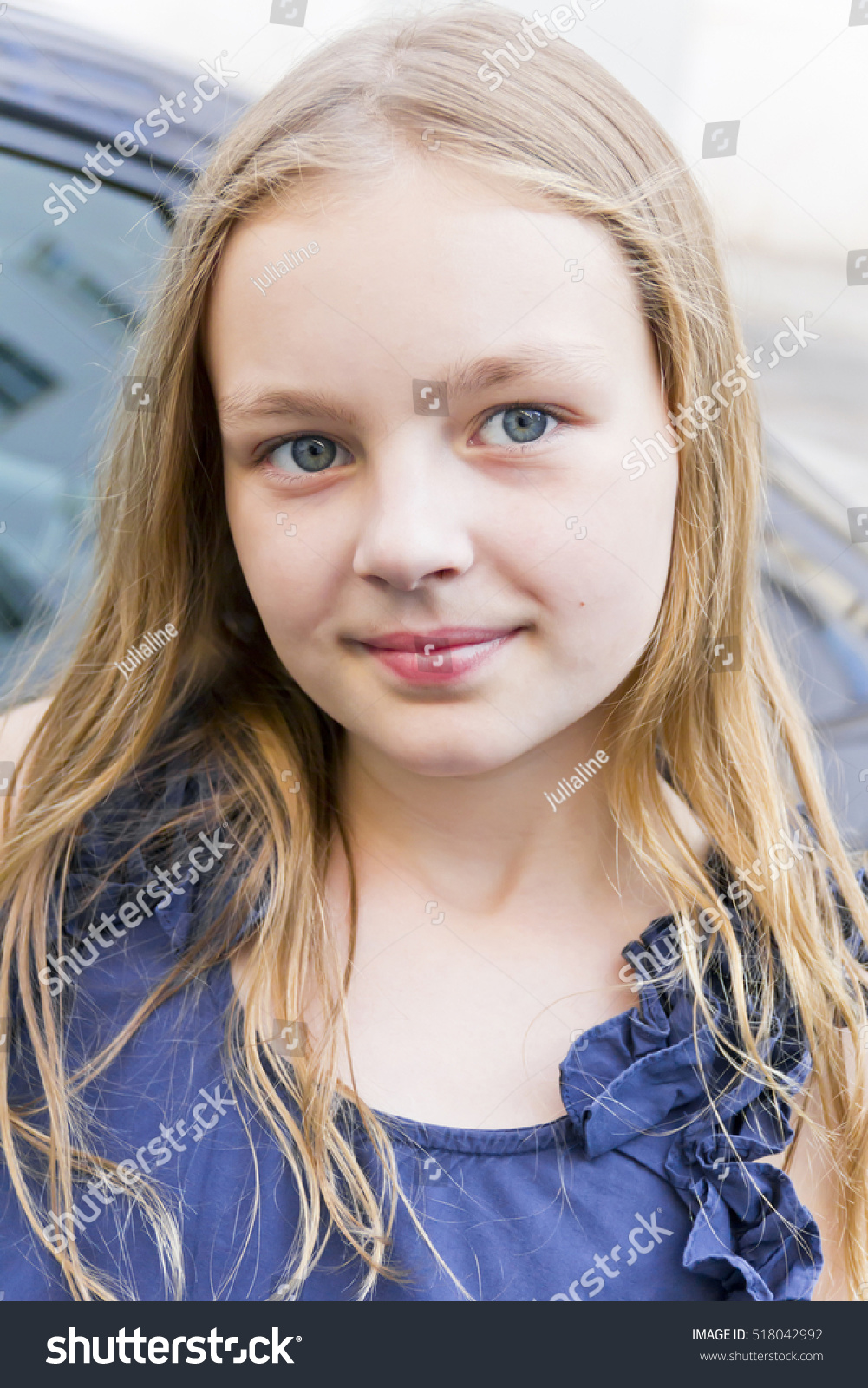 Portrait Cute Girl Blond Hair Stock Photo 518042992 Shutterstock