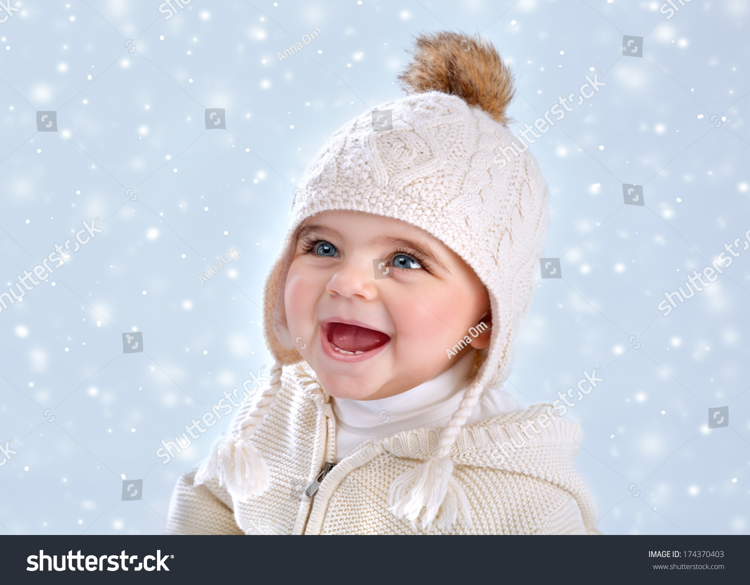 Portrait Cute Little Baby Girl Wearing Stock Photo (Edit Now) 174370403
