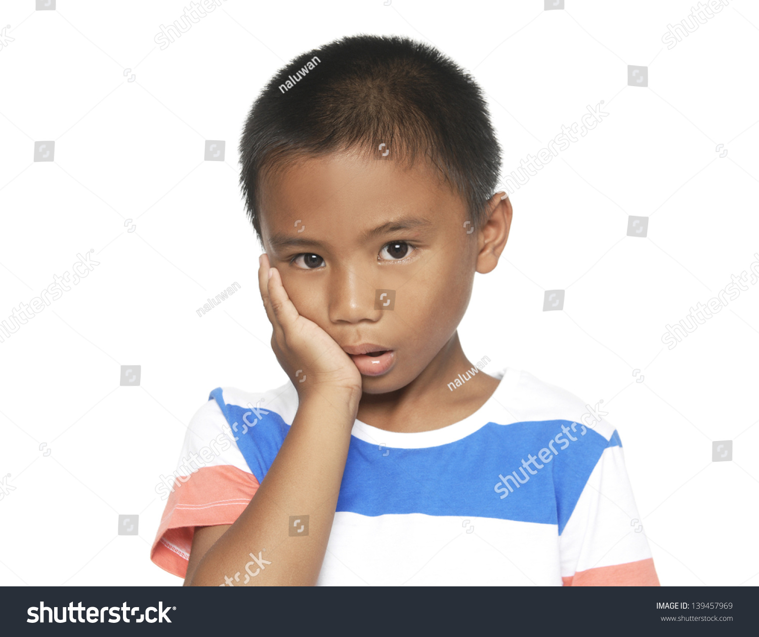 Portrait Cute Little Boy Expressing His Stock Photo 139457969 ...