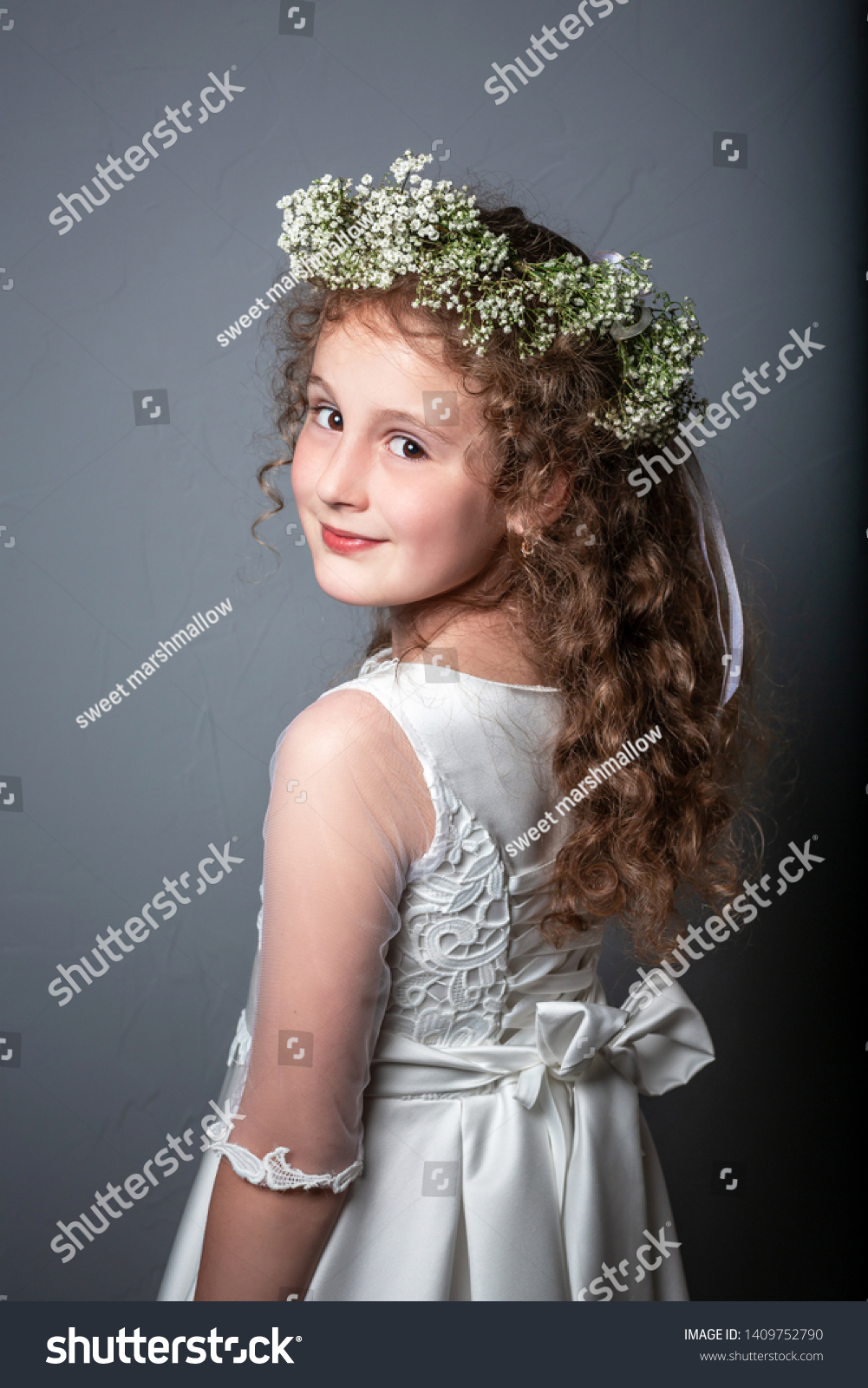 Portrait Cute Little Girl On White Stock Photo 1409752790 | Shutterstock