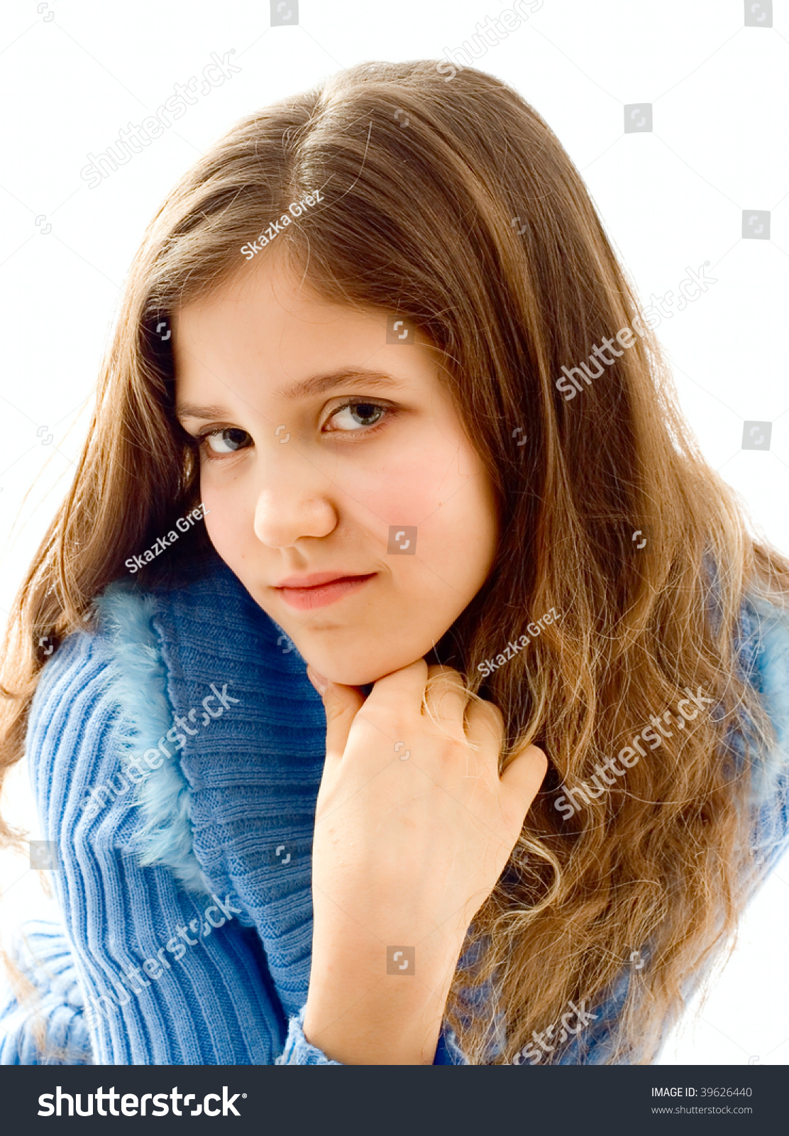 Portrait Of Cute Teen Girl Isolated On White Stock Photo 39626440 ...