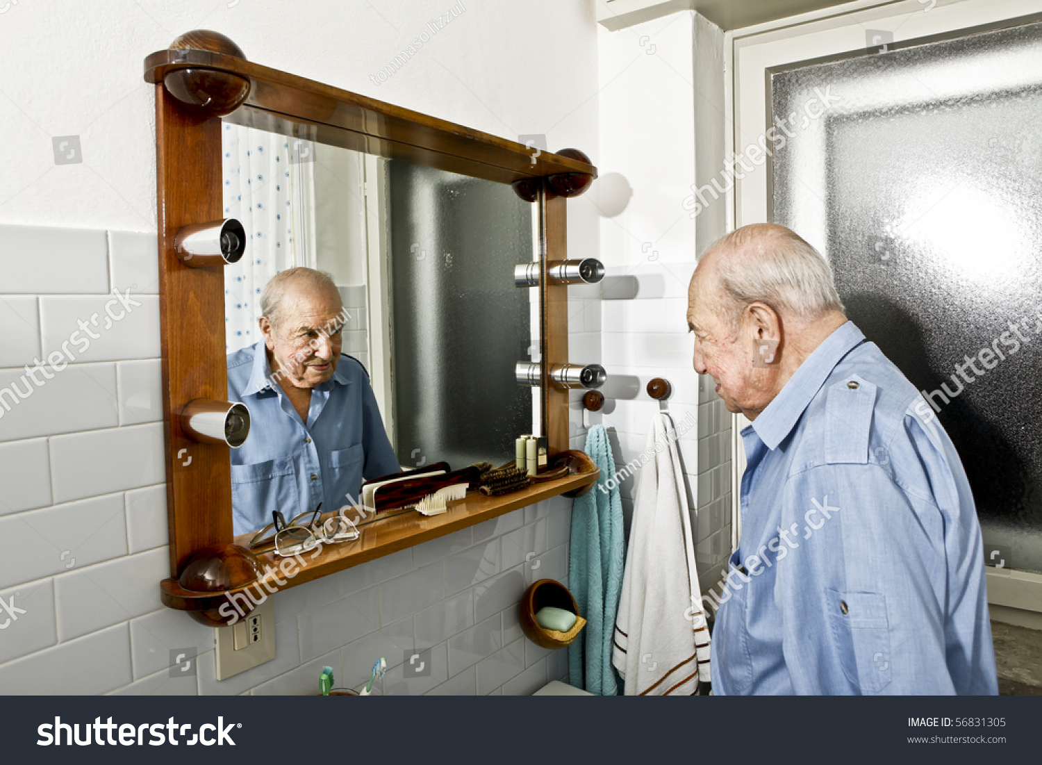 Portrait Of Elder Man In The Bathroom Stock Photo Shutterstock
