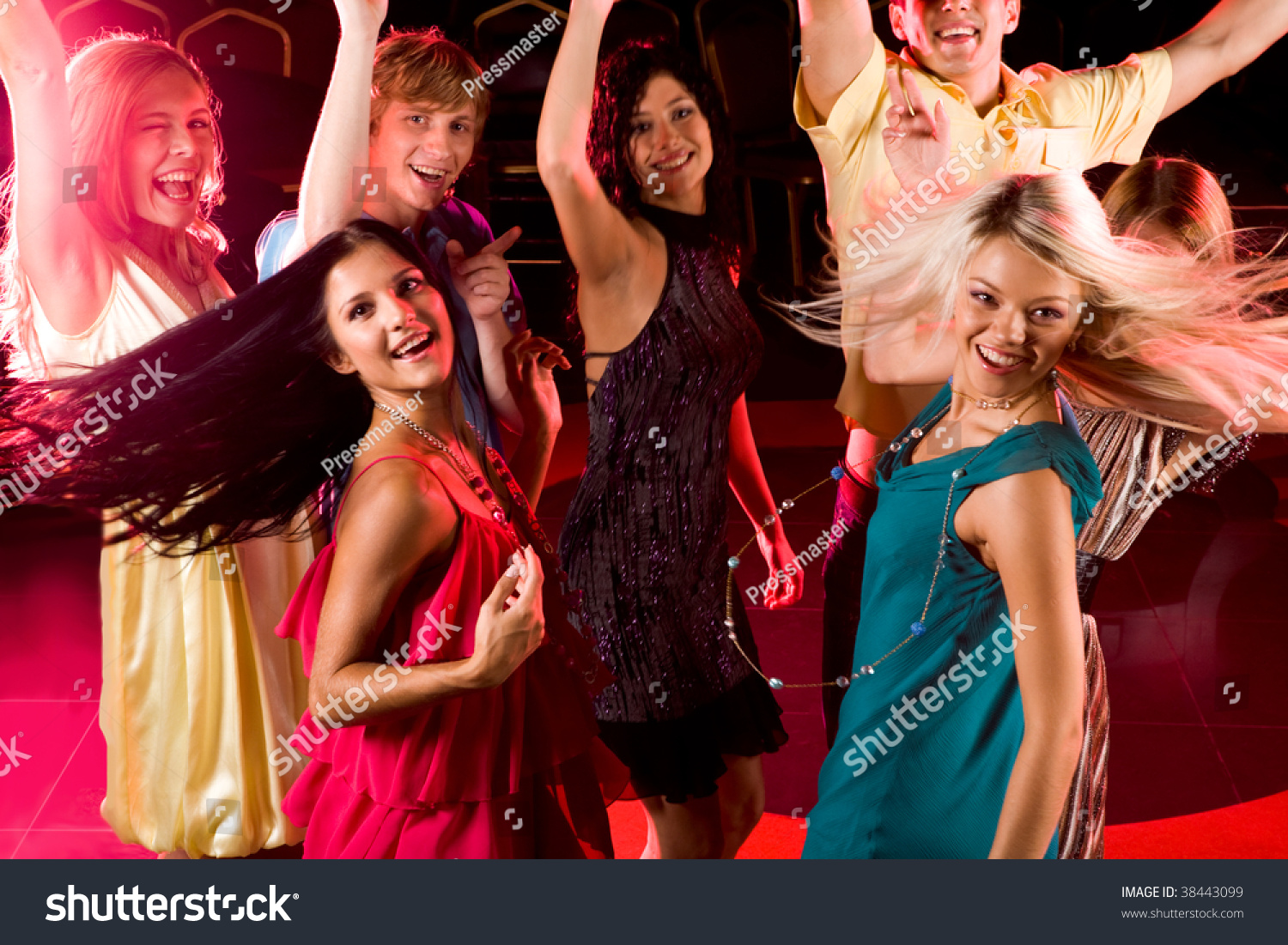 Portrait Of Energetic People Clubbing At Discotheque Stock Photo ...