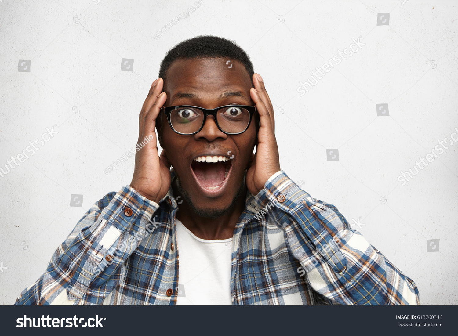 Portrait Excited Young African American Male Stock Photo 613760546 ...