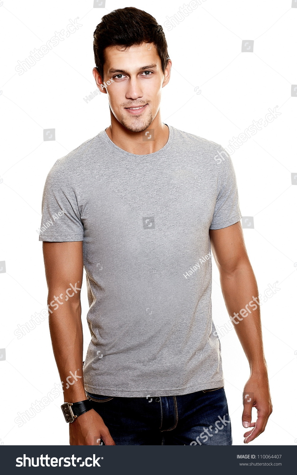 Portrait Of Fashion Young Caucasian Sexy Muscled Attractive Handsome ...