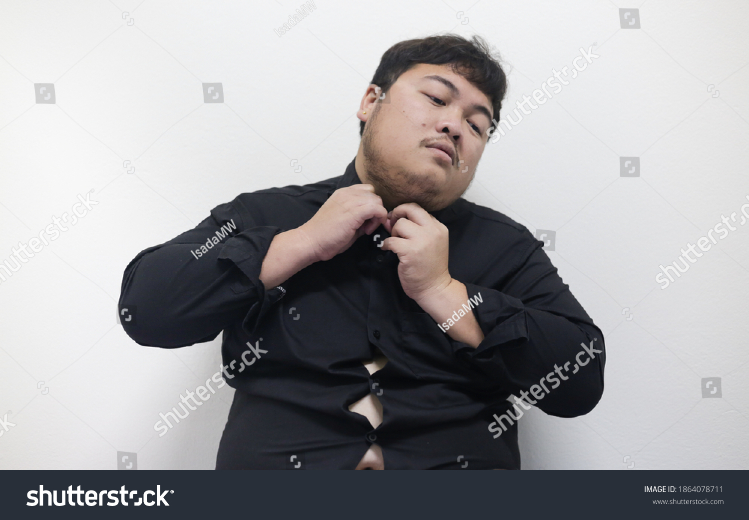Portrait Fat Man Black Shirt Stock Photo 1864078711 | Shutterstock