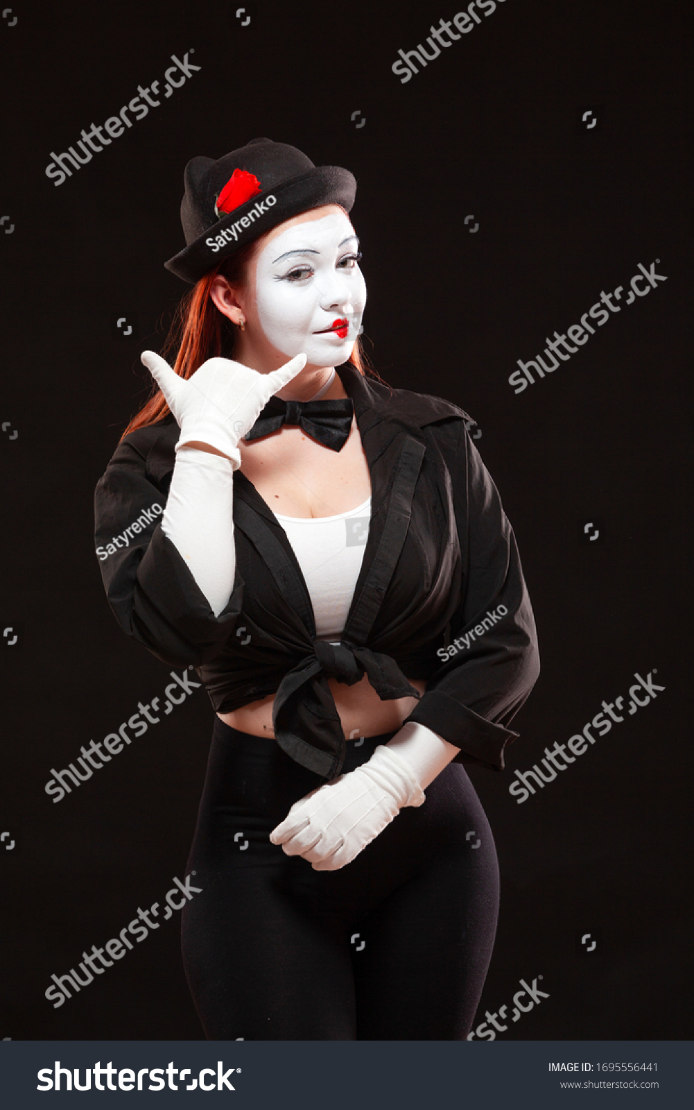 Portrait Female Mime Artist Performing Isolated Stock Photo Shutterstock