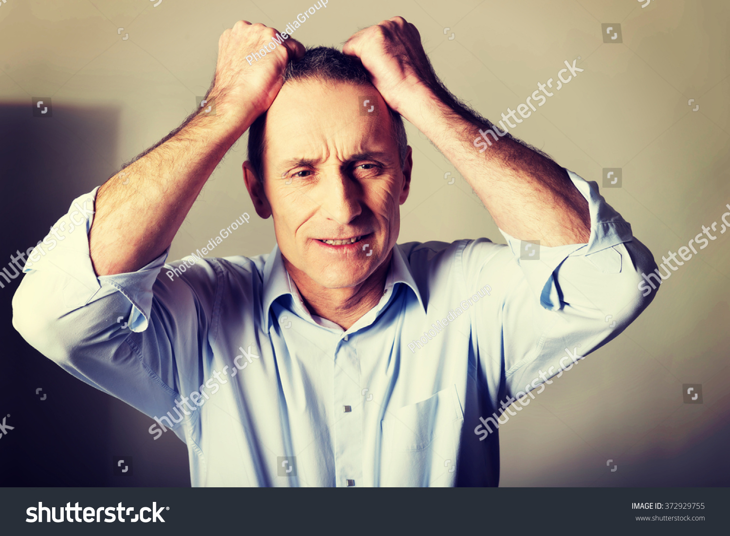 Portrait Frustrated Man Pulling His Hair Stock Photo Shutterstock