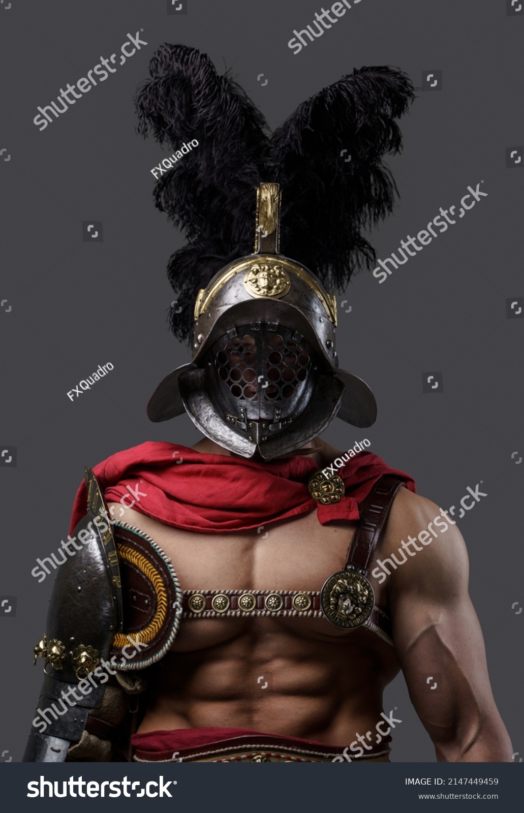 Portrait Furious Gladiator Naked Torso Muscular Stock Photo Shutterstock