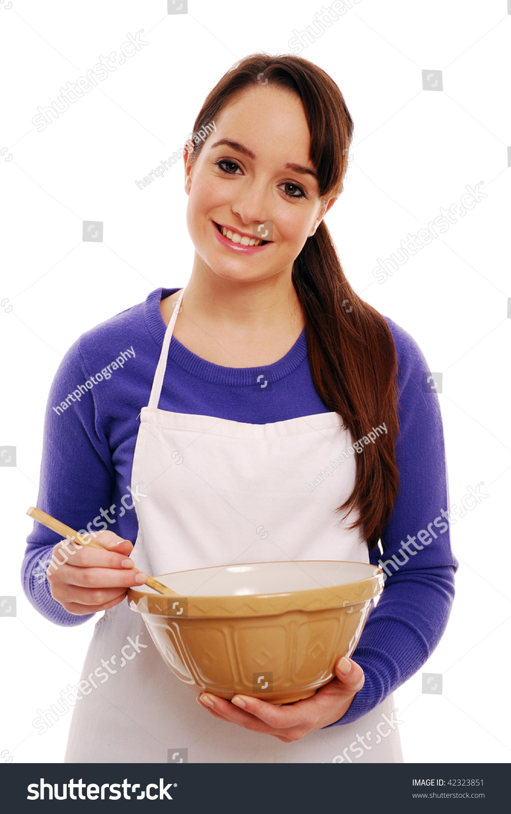 Portrait Girl Holding Mixing Bowl Stock Photo Edit Now