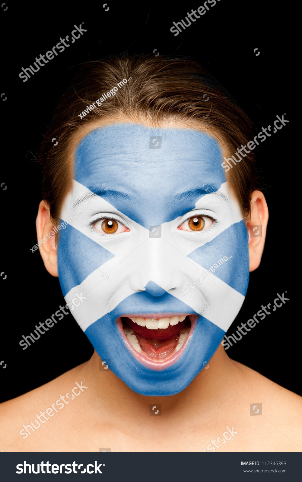 Portrait Girl Scottish Flag Painted On Stock Photo (edit Now) 112346393