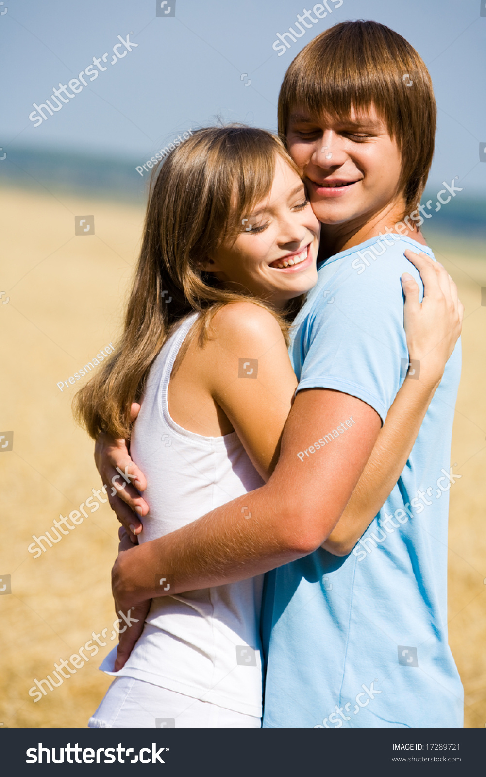 Portrait Of Girlfriend And Boyfriend Hugging Each Other Stock Photo ...