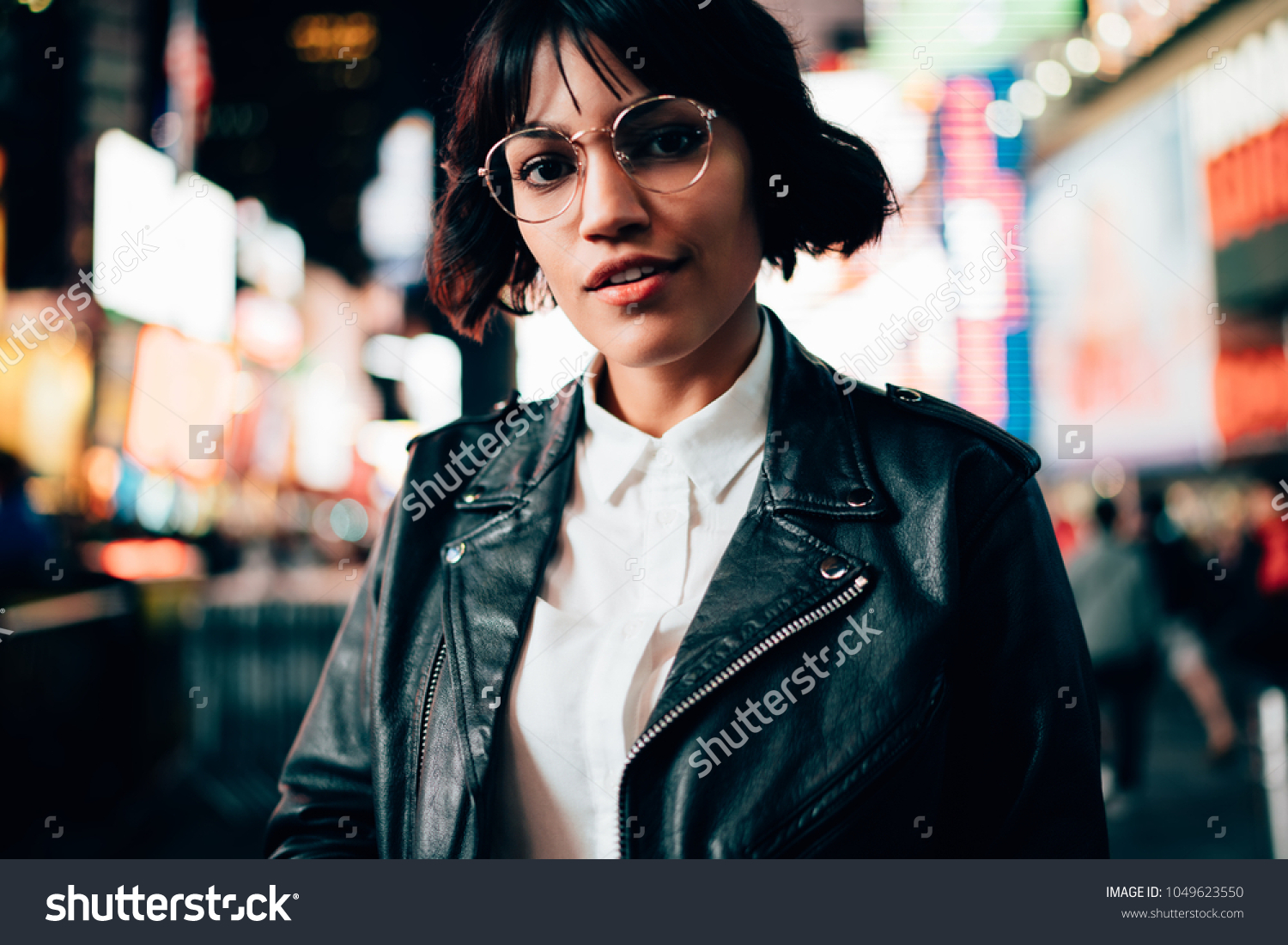 Portrait Gorgeous Brunette Hipster Girl Stylish Stock Photo Edit