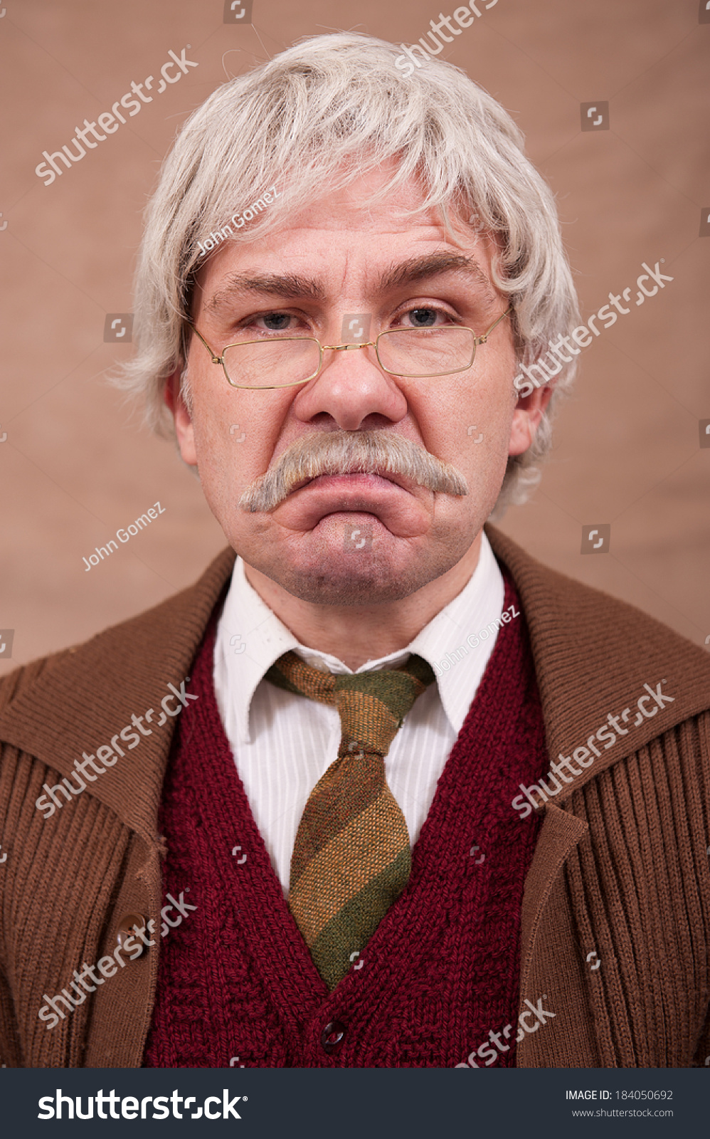 Portrait Grumpy Old Man Stock