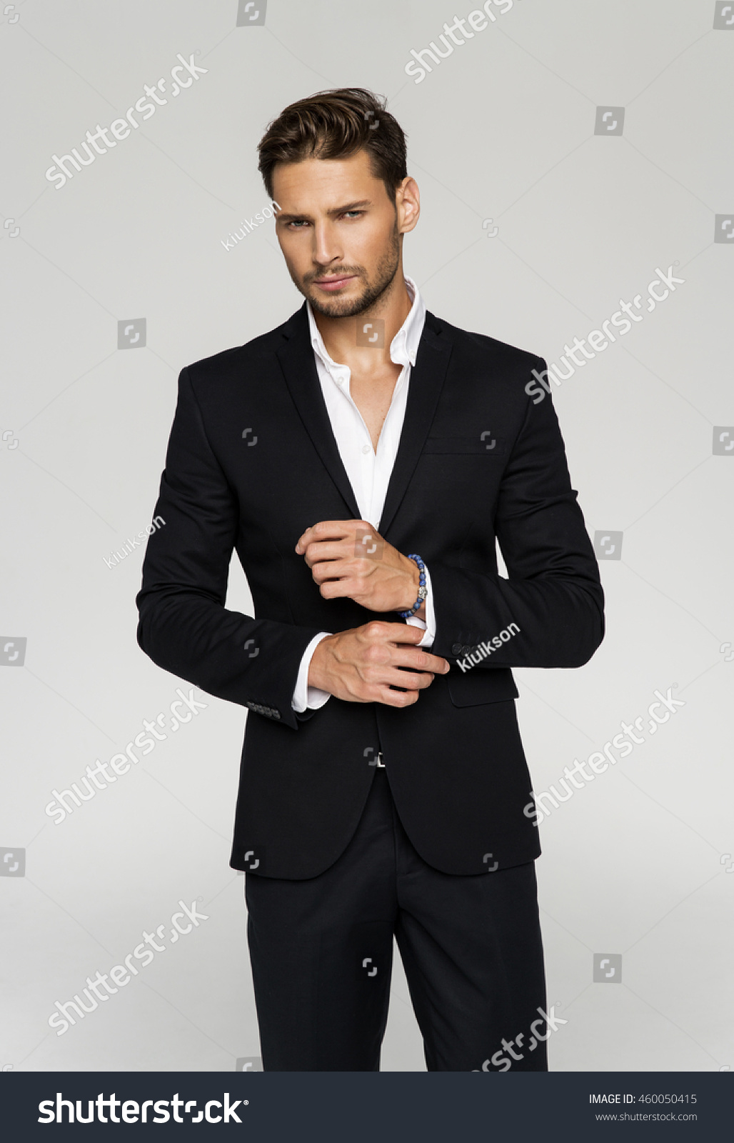 Portrait Handsome Man Black Suit Stock Photo 460050415 - Shutterstock