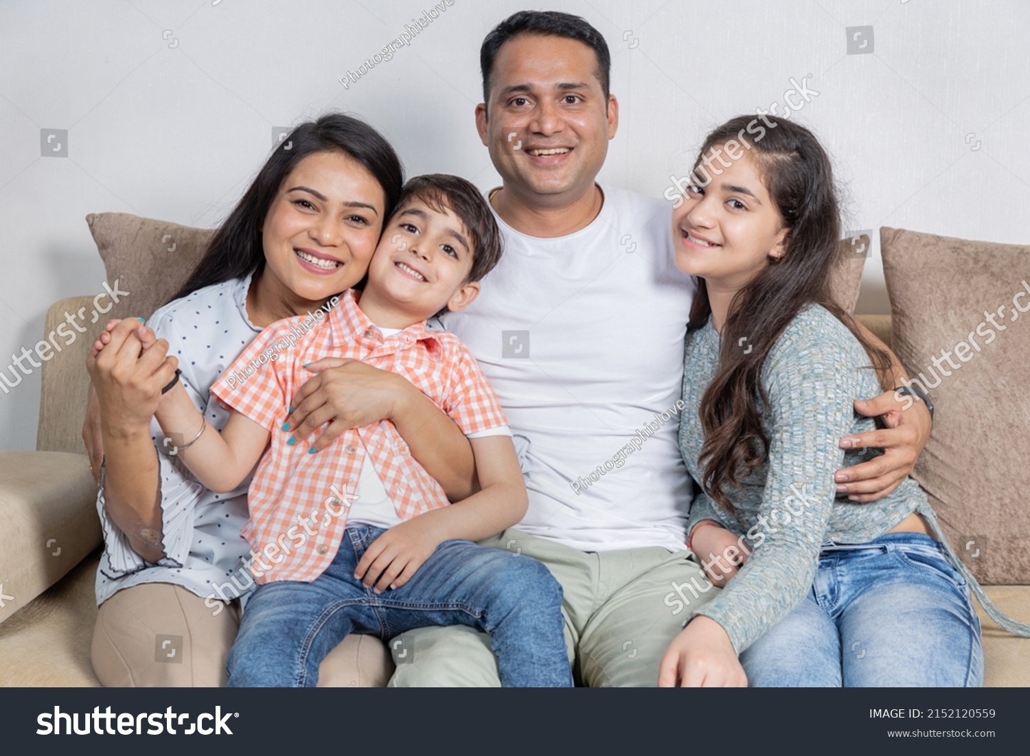 Portrait Happy Small Indian Family Stock Photo 2152120559 | Shutterstock