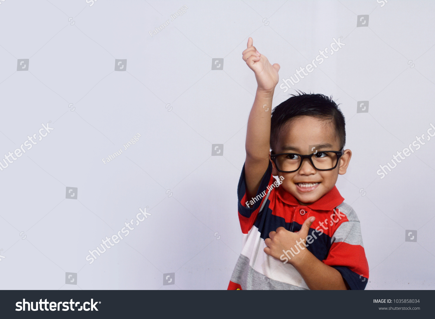 Portrait Happy Smiling Asian Boy Glasses Stock Photo 1035858034 ...