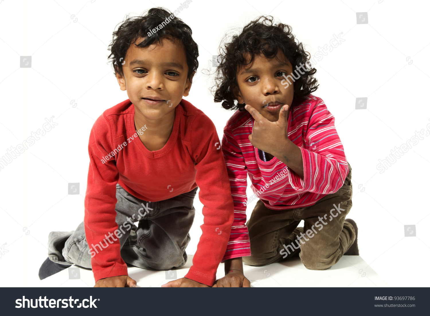 Portrait Indian Children On White Background Stock Photo 93697786 ...