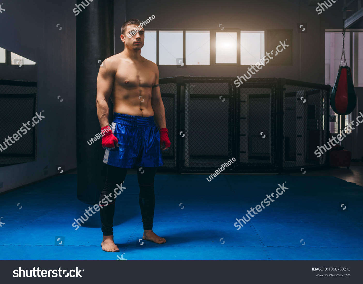 Portrait Kickbox Professional Fighter Naked Muscular Stock Photo Edit Now