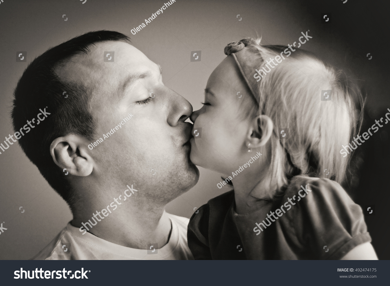 Portrait Little Cute Baby Kissing Father Stock Photo Edit Now