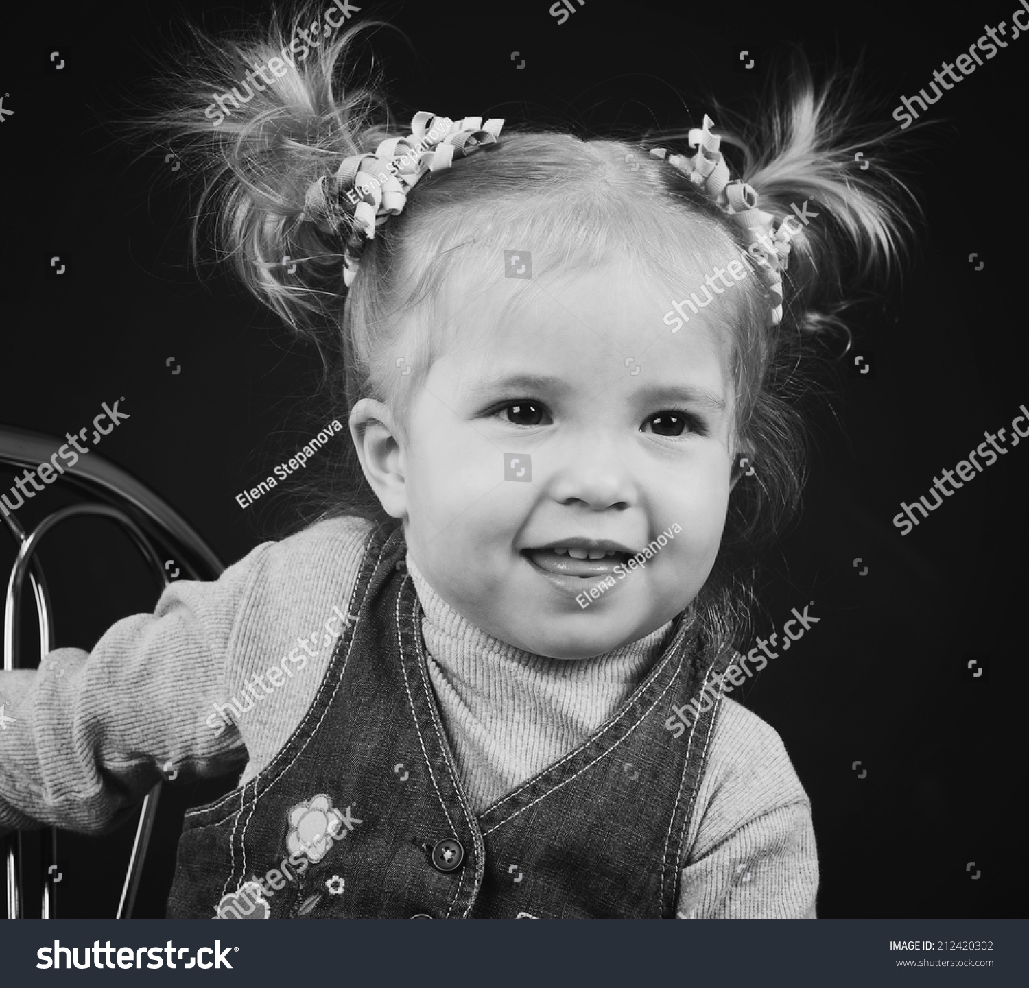 Portrait Little Girl Ponytail Hairstyle Stock Photo Edit
