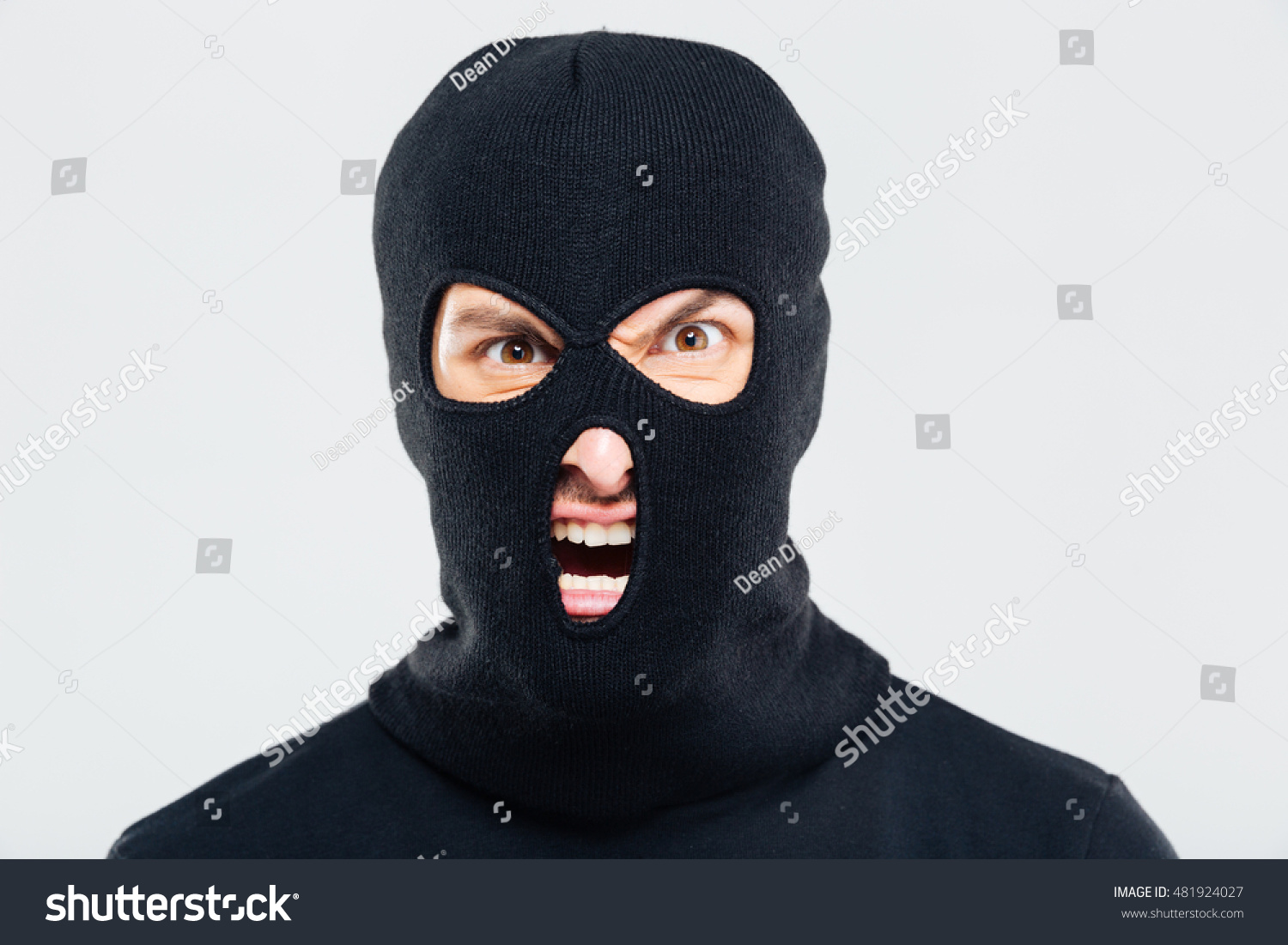 Portrait Mad Furious Man Balaclava Stock Photo 481924027 - Shutterstock