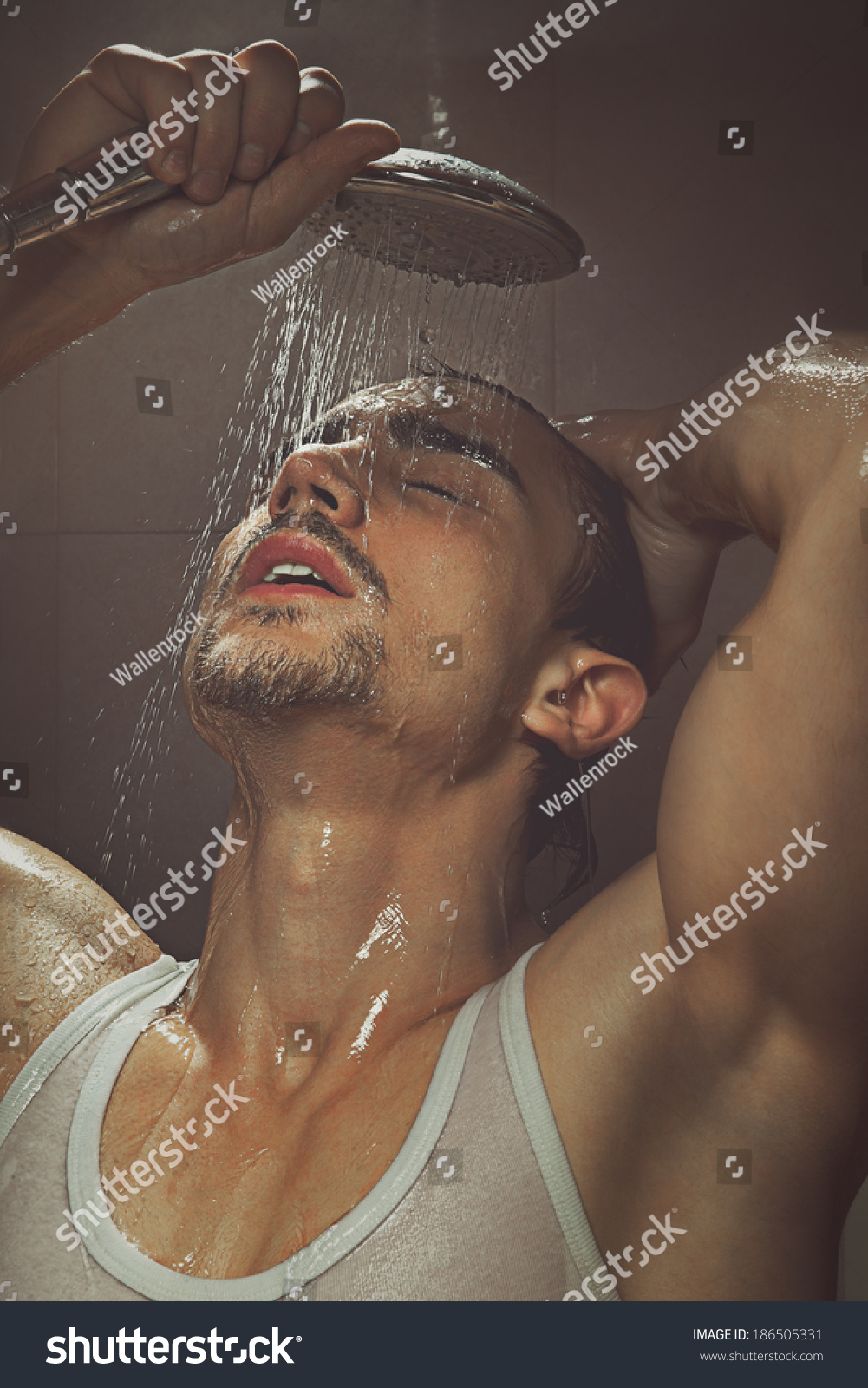 Portrait Of Man Bathing In Bathroom Stock Photo Shutterstock