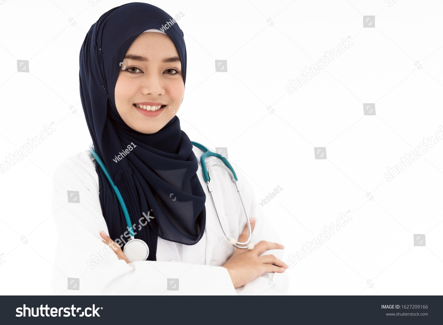 Portrait Muslim Confident Female Doctor Medical Stock Photo 1627209166 